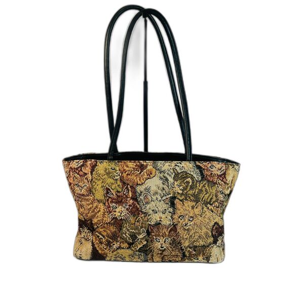 Cat Tapestry Shoulder Bag Tote Carpet Bag Cottagecore Cat Lady - Picture 1 of 9